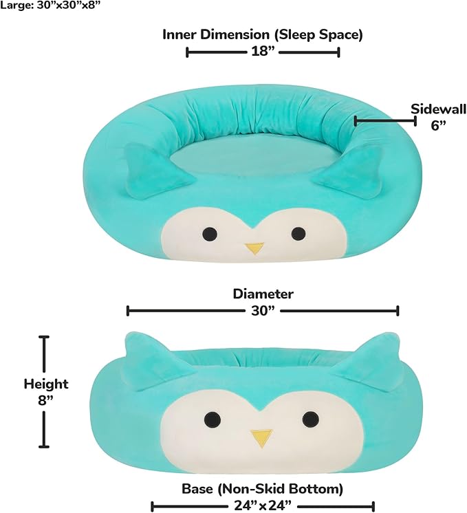 Squishmallows Original 30-Inch Winston The Owl Pet Bed - Large Ultrasoft Official Jazwares Plush Pet Bed