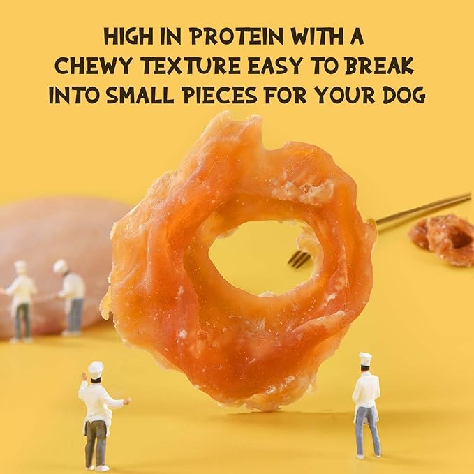 ASMPET Chicken Jerky Dog Treats, Chicken Rings Small Training Chewy Snacks, High Protein All Natural Limited Ingredient Soft Chewy Treats for Small Medium Large Dogs 10.6oz