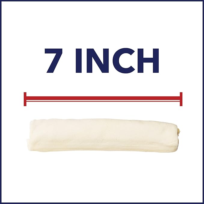 Pet Factory 100% Made in USA Beefhide 7" Rolls Dog Chew Treats - Natural Flavor, 4 Count/1 Pack