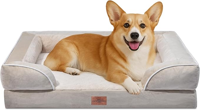Comfort Expression Medium Dog Beds Waterproof Orthopedic Foam Dog Sofa Beds for Medium Large Dogs Comfy Pet Bed with Washable Removable Cover & Non-Slip Bottom(Medium,Beige)