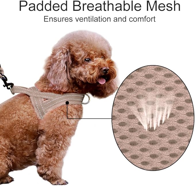 Plutus Pet No Pull Dog Harness with Breathable Mesh Padded, Adjustable Reflective Escape Proof Dog Harness, Quick Fit Dog Vest Harness for Small Medium Large Dogs(M, Beige)