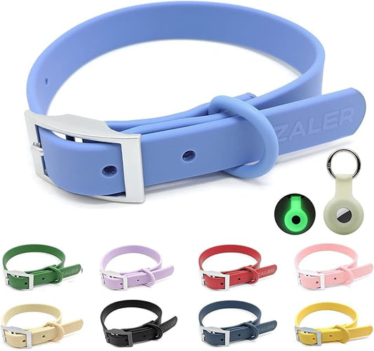 ZALER Waterproof Dog Collar, Adjustable Odor Proof Dog Collars Easy to Clean, Soft Comfortable Pet Collars for Large, Medium Small Dogs (Moonstone Blue, S(Length:8.6''-12.6''; Width:0.75''))