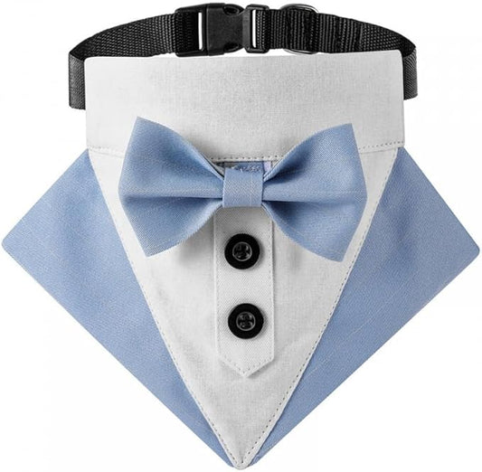 Dog Bowtie Bandana, Adjustable Formal Dog Tuxedo Collar with Bow Tie Pet Bowtie Collar for Boy Dog Wedding Grooming Birthday Party