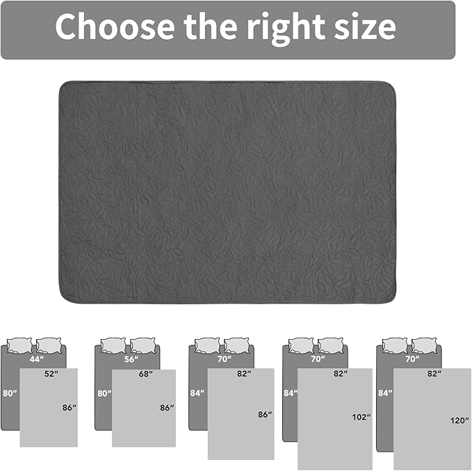 Easy-Going Waterproof Dog Bed Cover Reversible Leak Proof Pet Blanket Replacement Mat for Furniture Washable Couch Cover Sofa Cover for Dogs Cat(82x86 Inch, Gray/Light Gray)