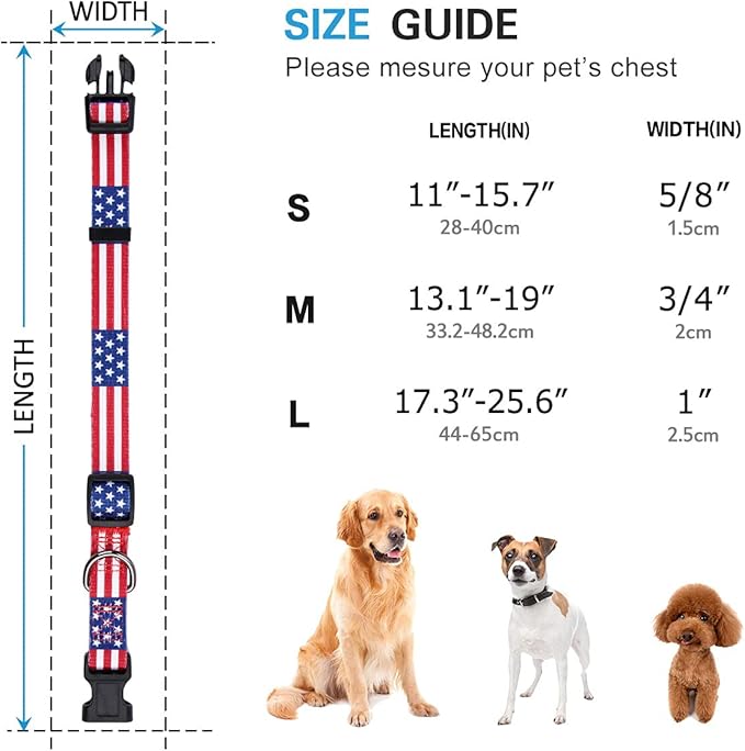American Flag Dog Collar Independence Day Fourth of July The Great America Dog Collars Medium