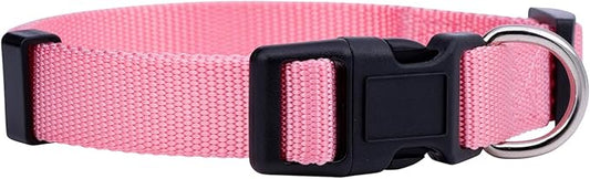 Native Pup Basic Nylon Dog Collar, Adjustable for Small, Medium, Large pet and Puppies Accessories, Cute Colors for Male, Female, boy, Girl, Puppy (Medium, Pink)