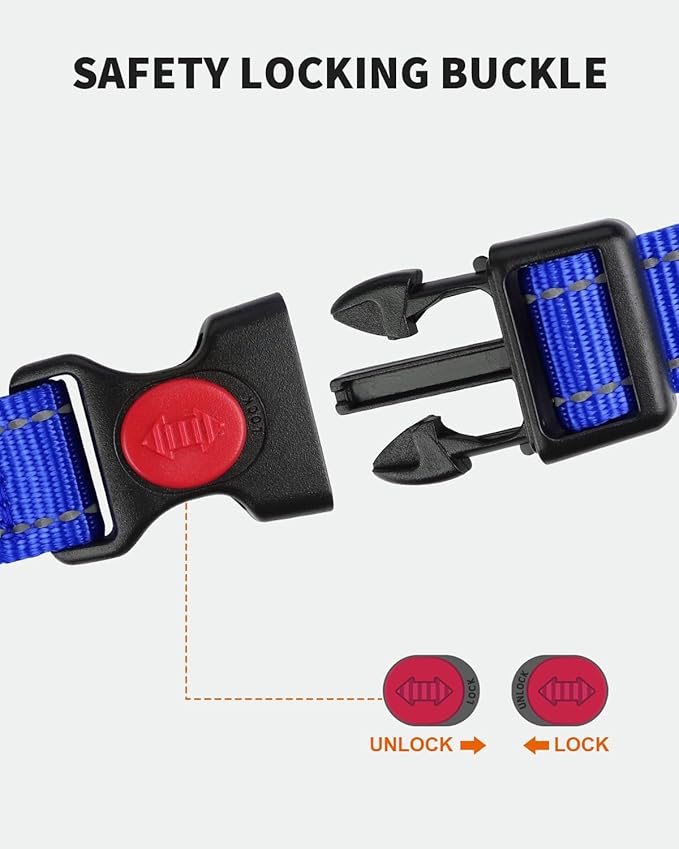 FunTags Reflective Martingale Collar for Dogs, Quick Release Buckle, 5FT Double Handle Dog Leash Padded, Dog Collar and Leash Set, Adjustable for Puppy Dogs (Navy Blue, XS)