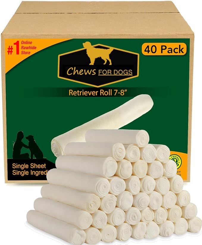 Chews for Dogs Retriever roll 7-8 Inches Extra Thick (40 Pack)