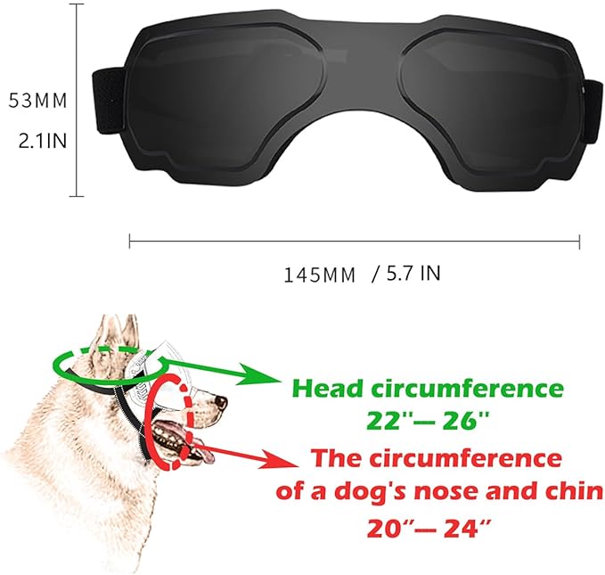 Large Dog Sunglasses, Dog Goggles with Adjustable Strap, UV Protection, Winproof, Snowproof