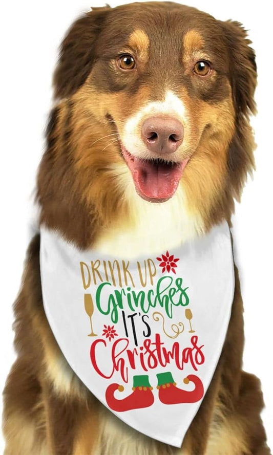 Drink Up Grinches Christmas Dog Bandana Scarf Triangle Bibs Pet Accessories Cat Kerchief