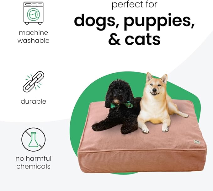 Molly Mutt Kyoto Dog Bed Duvet Cover, GOTS-Certified 100% Organic Cotton Canvas Cover for Dog, Puppy, or Cat Bed, Durable, Washable, and Free of Harmful Chemicals, Huge, 36"x45"x5", Dusty Pink