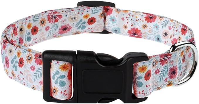 Dog Collar, Adjustable Dog Collar for Small Medium Large Dogs, Cute Puppy Collar for Boy and Girl Dogs, Cute Design for Boys Girls Male Female Dog Pet Collar(Orange Floral,XS)