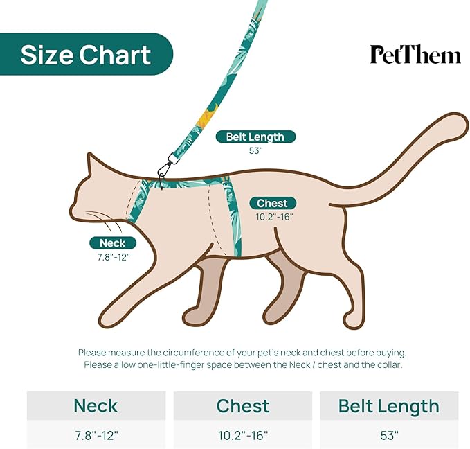 Cat Harness and Leash Set - Escape Proof Adjustable Cat Harness, Comfortable Soft Lightweight, Use Safe & Easy, Walking Travel Kitten Harness for Small Medium Large Cats (Green Cat Lady)