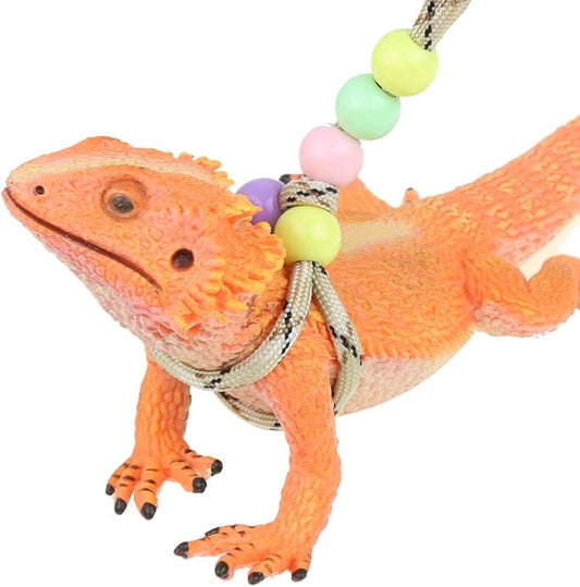 Adjustable Reptile Training Lead Harness Leash Nylon Rope for Lizard Crested Gecko Chameleon Guinea Pig Ferrets Hamster Rats (Brown)