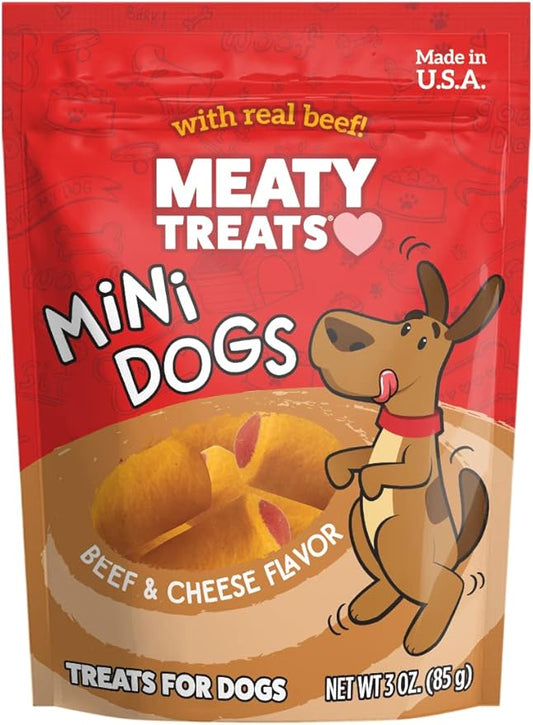 Meaty Treats Mini Dogs Beef & Cheese Flavor Soft & Chewy Dog Treats, 3-oz. (Pack of 8)