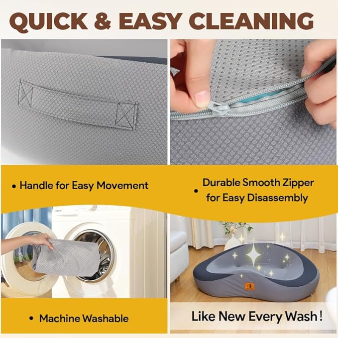 Orthopedic Dog Beds for Large/Medium Dogs, 9'' Thick Pure Memory Foam Dog Bed with Removable Washable Cover, Waterproof Dog Couch Pet Bed, 60D High Density, Easy Cleaning, Grey&Dark Grey