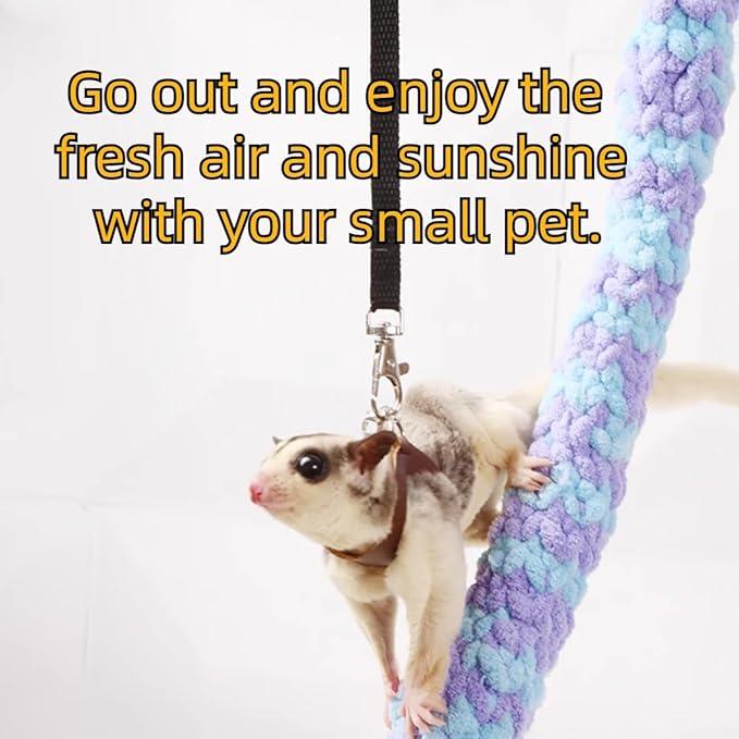 MANON ROSA Sugar Glider Harness & Leash Set - Escape-Proof 3-Piece Adjustable Vest for Squirrels Rats Mice Mouse & Small Animals - Hamster Gerbil Walking Gear, Pet Toy Accessories, Red