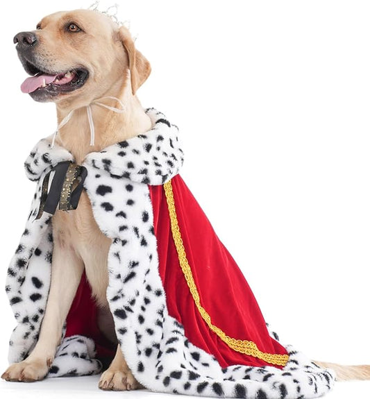 Lovelyshop pet Serial Lux Fur Red Cat Dog Cloak for Halloween Costumes, King Queen Prince and Princess Cosplay-XL