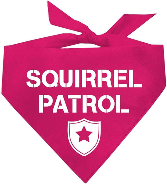 Squirrel Patrol Dog Bandana | 100% Cotton Adjustable Triangle | Made in USA | Summer | Outdoorsy | Hiking | Camping | Travel | Adventures | Hot Pink, One Size (308)