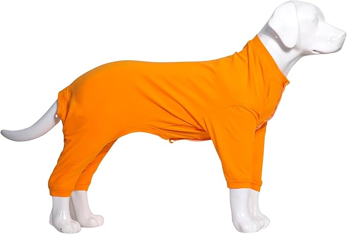 Lovelonglong Four Feet Dog Lightweight Pajamas, Pure Cotton Dog Jumpsuits 4 Legs Dog Onesies T-Shirt Stylish PJS Puppy Costume for Large Medium Small Dogs Orange L