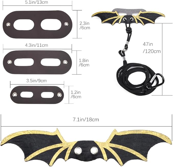 CoguZed Bearded Dragon Leash and Harness Set, Adjustable Lizard Harness, Soft Leather Reptile Costume, Cool Dragon Wing Outfits for Bearded Dragon Lizards(S,M,L, 3 Pack)