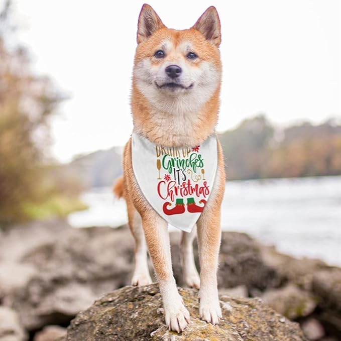 Drink Up Grinches Christmas Dog Bandana Scarf Triangle Bibs Pet Accessories Cat Kerchief