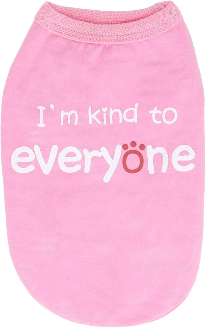 LOPHIPETS Dog I'm Kind to Everyone Letter Print Shirts for Small Dog Bichon Clothes Tee-Pink/XL