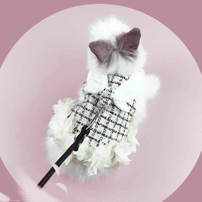 Bunny Rabbit Ferret Harness and Leash Set, Bunny Clothes for Rabbits, Small Animal Guinea Pig Dress Clothes for Kitten Ferret Chihuahua Puppy Mini Dog (Orange,M)