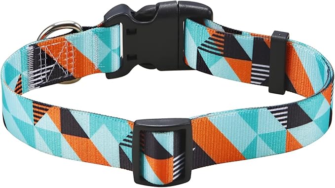 Dog Collar with Bohemia Floral Tribal Geometric Patterns - Soft Ethnic Style Collar Adjustable for Small Medium Large Dogs (Geometry,XS)