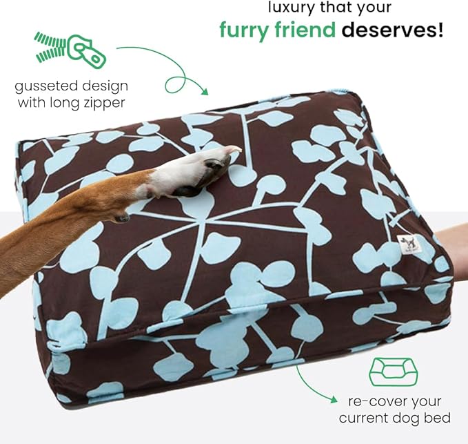 Molly Mutt Your Hand in Mine Dog Bed Duvet Cover, 100% Cotton Canvas Cover for Dog Bed, Puppy Bed, or Cat Bed, Durable, Washable, and Free of Harmful Chemicals, 22" x 27" x 5"