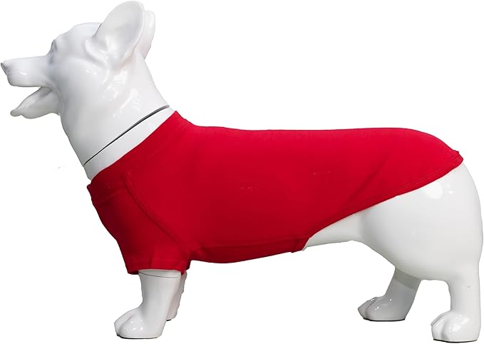 Lovelonglong Pet Clothing Dog Costumes Dachshund Clothes Blank T-Shirt Tee Shirts for Dachshund Dogs,Corgi 100% Cotton Red D-L