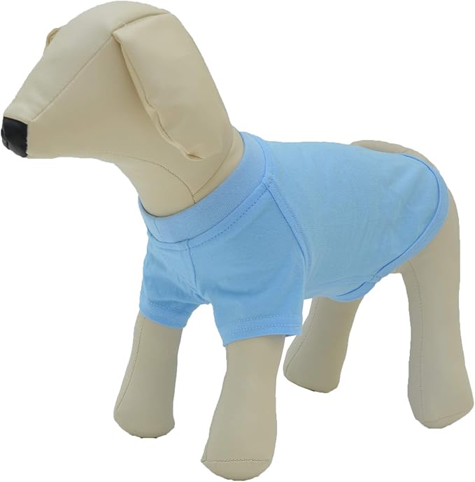 Lovelonglong Pet Clothing Dog Costumes Basic Blank T-Shirt Tee Shirts for Small Dogs Light-Blue M