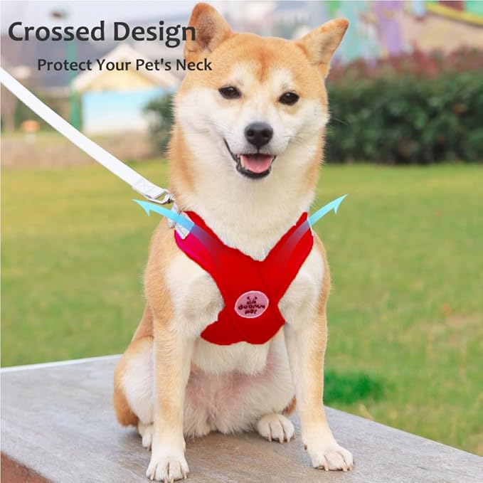 FEimaX Dog Harness Pet X Frame No Pull Step-in Harnesses with Leash Set, Adjustable Reflective Choke Free Puppy with Padded Vest for Small, Medium Dogs and Cats Walking Training