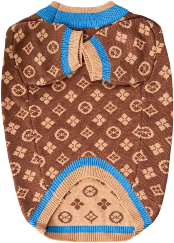 Designer Dog Clothes Sweater Shirt Outfit Small XS Teacup Cute Dogs Puppies French Bulldog Dachshund Chihuahua Cats Maltese Boy Girl (Small, BlueChewypawtton)