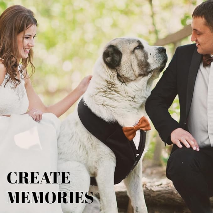 Dog Tuxedo for Wedding Outfit, Dog Suit and Tie Costumes for Birthday, Halloween, Cosplay, Christmas Party, Pet Formal Wear with Bowtie, Tux for Medium Large Dogs, Bulldog, Labrador, Husky
