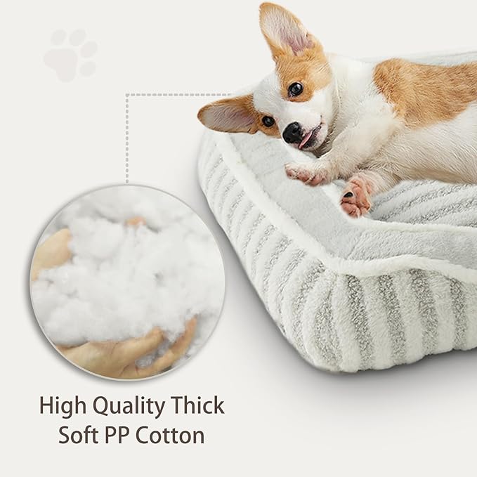 Dog Bed for Medium Dogs Breeds, Rectangular Soft Kennel Bed,Washable Deluxe Plush Dog Crate Beds, Comfy Durable Pet Sleeping Bed with Pillow & Non-Slip Bottom, Size (30"X24" Grey)