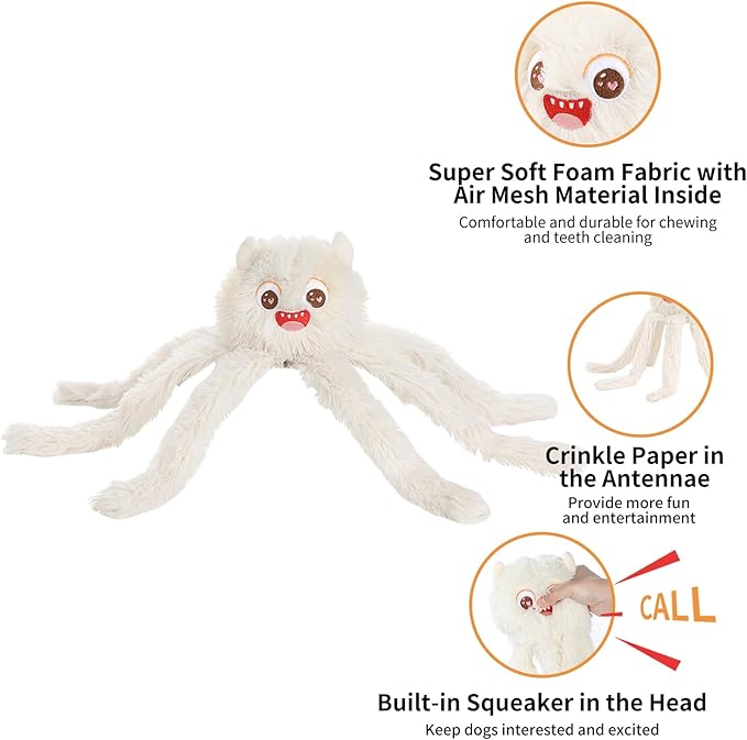 DODODOLA Dog Toys Squeaky Dog Toys with Crinkle Paper Cute Stuffed Octopus Durable Dog Plush Toys for Large Breed Dog Chew Toys for Small, Medium, Large Dogs