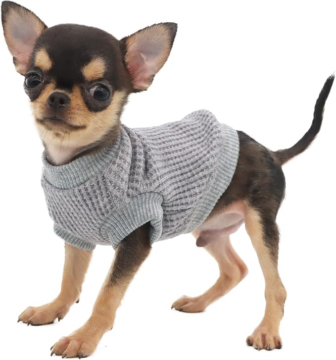 LOPHIPETS Lightweight Dog Sweaters for Puppy Small Dogs Puppy Chihuahua Yorkie Clothes-Gray/XXS