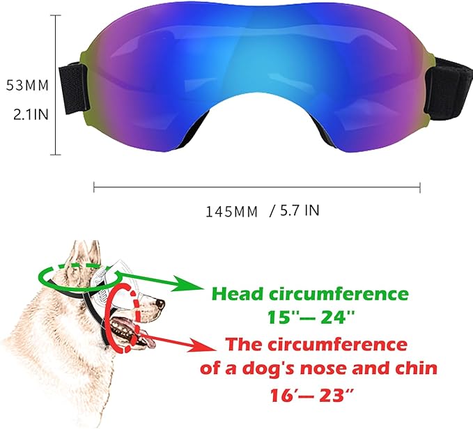 Large Dog Sunglasses with Adjustable Strap, UV Protection, Winproof, Snowproof, Suitable for Large Dogs