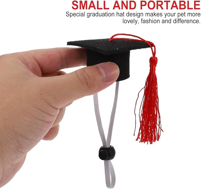 KESYOO 4pcs Red Small Dog Graduation Cap with Tassel Pet Graduation Accessories