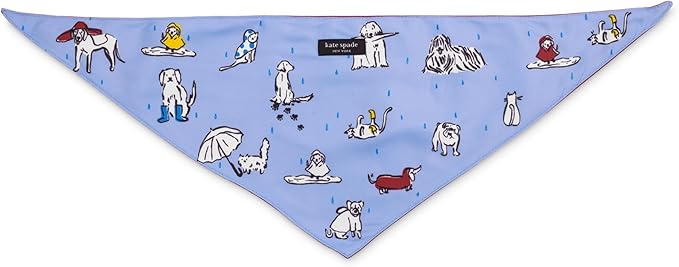 Kate Spade New York Pet Bandana for Dogs, Raining Cats & Dogs Pattern, Small to Medium Dogs, Collar Loop, Comfortable Fit, Polyester, Unisex, Small, Classic, Raining Cats and Dogs
