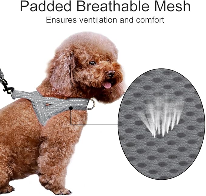 Plutus Pet No Pull Dog Harness with Breathable Mesh Padded, Adjustable Reflective Escape Proof Dog Harness, Quick Fit Dog Vest Harness for Small Medium Large Dogs(M, Gray)