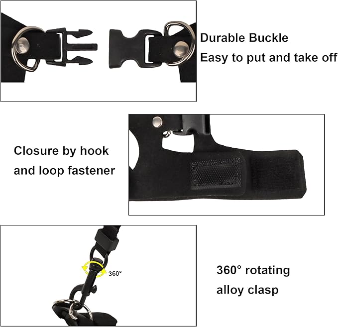 ADOGGYGO Bearded Dragon Harness Leash Set- 3 Size Pack Lizard Harness, Lizard Reptile Walking Leash for Bearded Dragon Reptiles (Black)