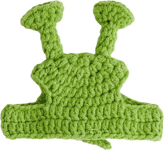 QWINEE Cartoon Alien Design Knit Cute Dog Hat Soft Cat Hat Rabbit Hat Halloween Christmas Party Costume Head Wear Accessories for Puppy Cat Kitten Small Dogs Small Animals Green S