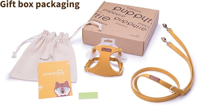 Puppytie No Pull Small Dog Harness with Multifunction Dog Leash,Lightweight Soft Adjustable No Choke Escape Proof Pet Harness Vest Pet Harness Vest,S,Yellow