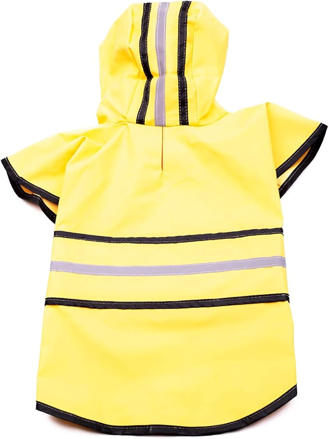 SPOT Rainy Days Slicker - Yellow Dog Rain Jacket With Hood, Reflective Strip for Safety, Leash Hole & Adjustable Velcro Belly Strap, 100% Polyester Water Resistant Pet Raincoat - Large, 17in Long