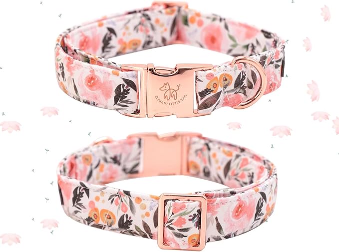 Elegant little tail Floral Girl Dog Collar for Female Dogs, Pet Collar Adjustable Dog Collars with Flower Gift for Small Dogs and Cats