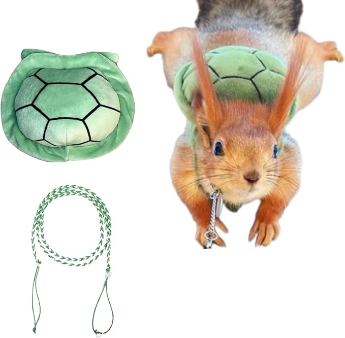 Pet Squirrel Harness and Leash Set Adorable Cloth Vest with Adjustable Leash for Ferret, Squirrel, Dwarf Chinchilla, Guinea Pig, Fancy Rat (Green)