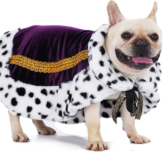 Lovelyshop pet Serial Lux Fur Purple Cat Dog Cloak for Halloween Costumes, King Queen Prince and Princess Cosplay-M