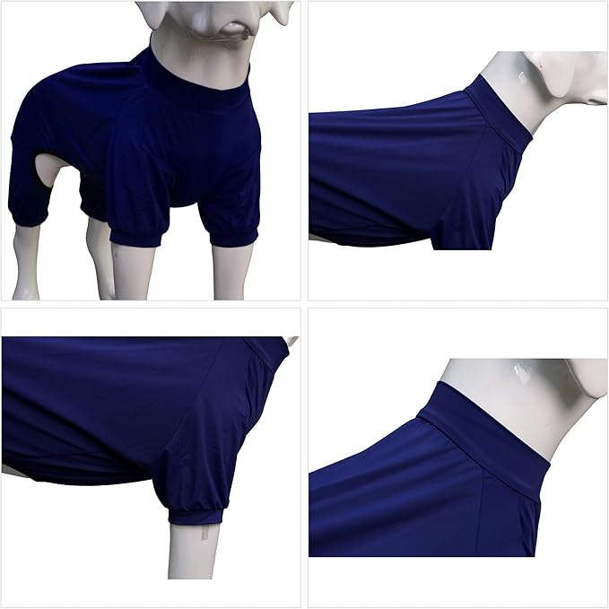 LoveLongLong Dog Jumpsuit with UV Protection and Quick-Dry Fabric for Spring Summer Pet Pajamas Navy Blue L